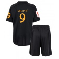 Camisa de Futebol Real Madrid Kylian Mbappe #9 Equipamento Alternativo Infantil 2023-24 Manga Curta (+ Calças curtas)